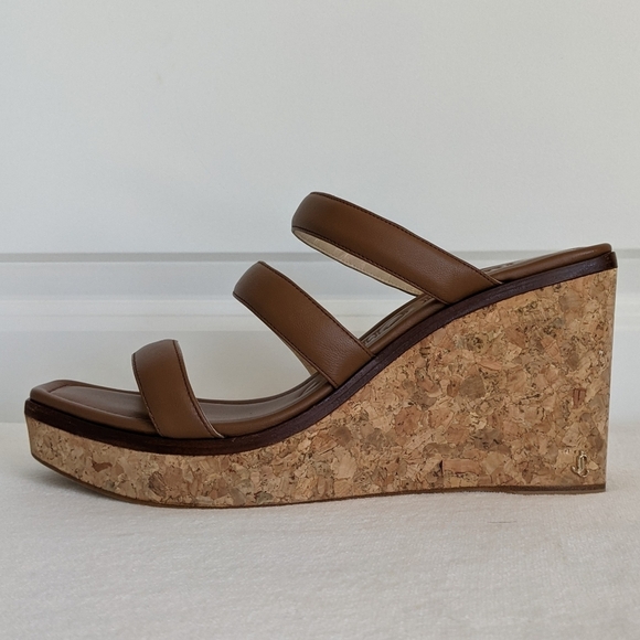 Jimmy Choo Athenia Sandal Strappy Slide Platform Wedge Open Toe Brown EU39 9 NIB - Picture 5 of 16
